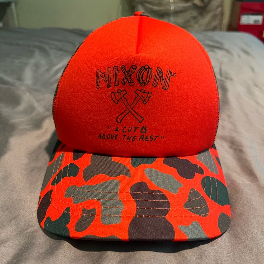 Nixon Unisex Orange Camo Adjustable hat